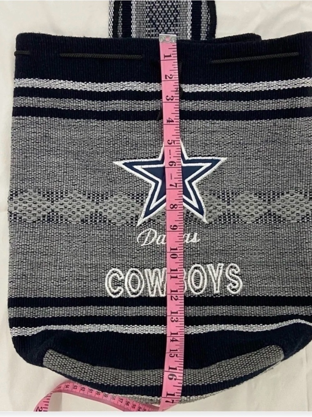 NFL Dallas Cowboys Knit Drawstring Backpack in Gray and Navy - Picture 5 of 6